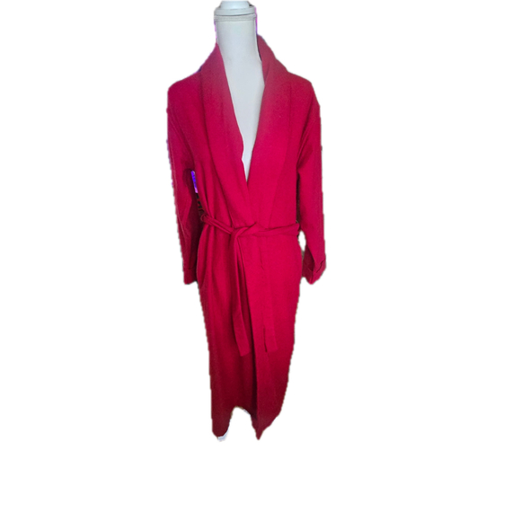 100% Pure Cashmere Red Robe Coat Quiet Luxury Old Money S/M - Picture 10 of 11
